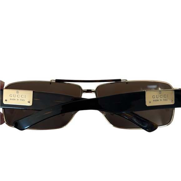 Pristine Gucci Vintage Tortoise & Gold Sunglasses 1856/S Rectangle Frame - Picture 4 of 8